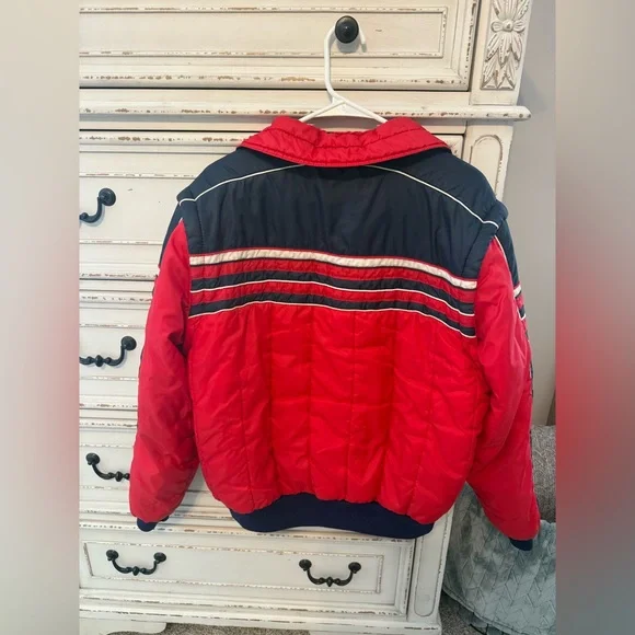 Vintage In Crowd by Celebration Ski Jacket Men's Large Retro Red Navy white - Picture 2 of 9